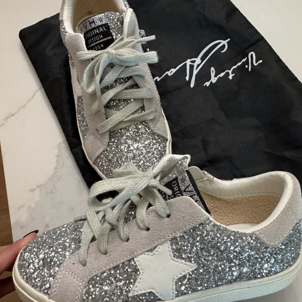 Vintage Havana Silver Glitter Kids Sneakers